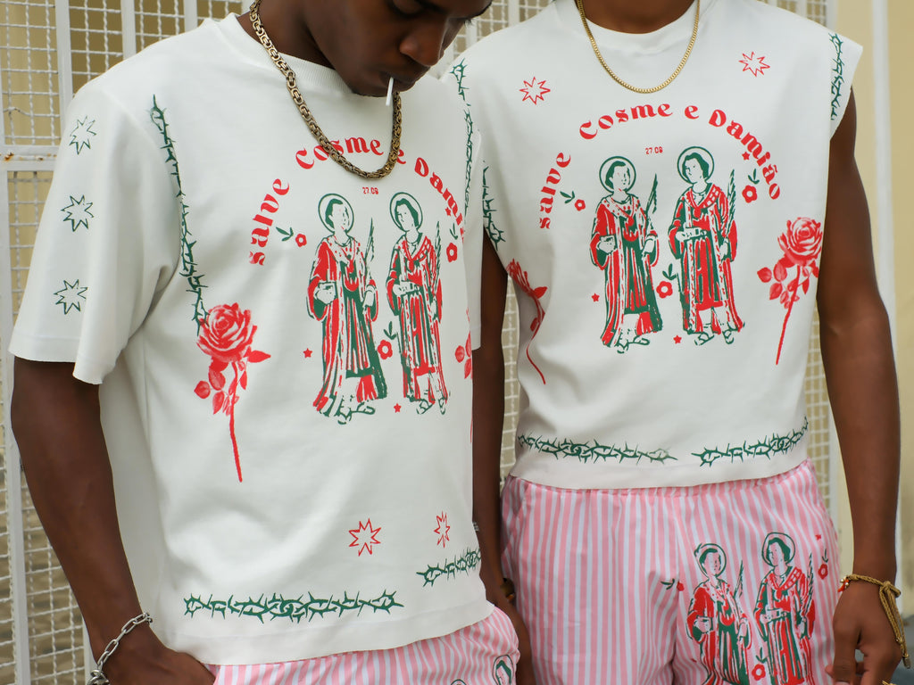 Camiseta boxer Cosme e Damião SOB ENCOMENDA